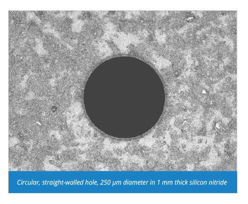 圆形的，直壁孔，在1mm厚的氮化硅250微米直径的